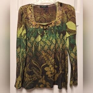 Beautiful B.L.E.U. Blouse~Embellished Top~Like New Shirt~Large